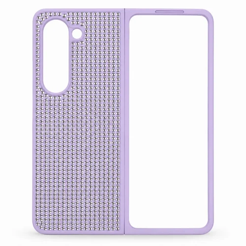 D80 Калъф с камъни за Samsung Z Fold 7 от 2 части – Лилав