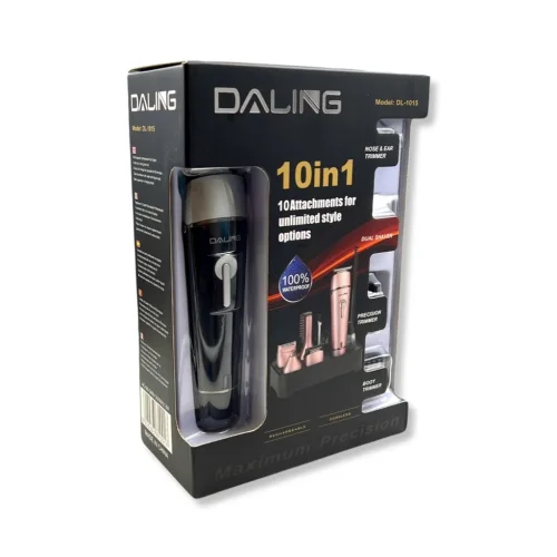 DALING DL-1015 Безжичен акумулаторен тример 10в1 за подстригване на коса Wood Grain Color Безжичен акумулаторен LED