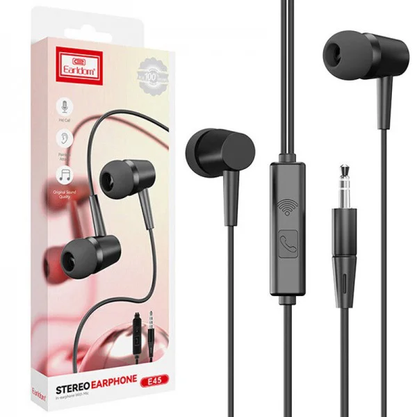 EARLDOM E45 слушалки с 3.5mm жак – Черен
