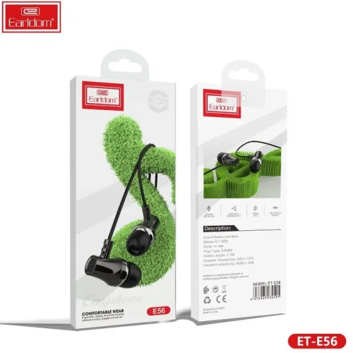 EARLDOM E56 Метални слушалки с 3.5mm. жак – Черен