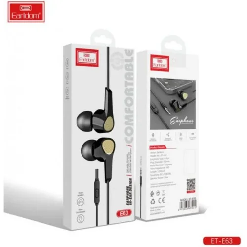 EARLDOM E63 Метални слушалки с 3.5mm. жак – Черен