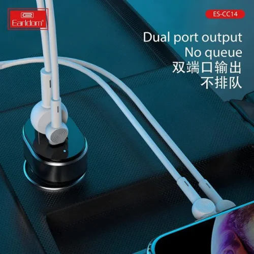 EARLDOM ES-CC14 12V Адаптер с 2 изхода PD2.4A + QC3.0