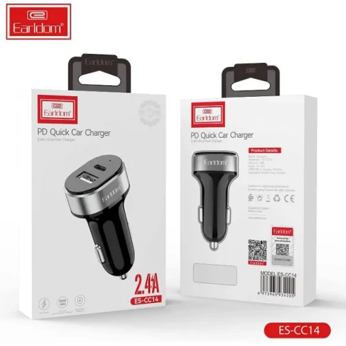 EARLDOM ES-CC14 12V Зарядно с кабел Type-C Lightning PD2.4A + QC3.0