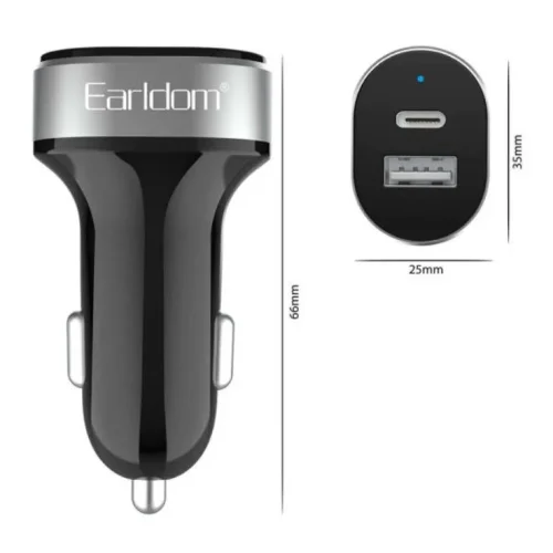 EARLDOM ES-CC14 12V Зарядно с кабел Type-C Lightning PD2.4A + QC3.0