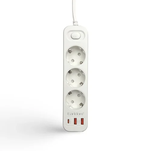 EARLDOM ES-SC13 Разклонител с 3 Гнезда + 2 USB Порта 2.4A + 1 USB-C 3000W