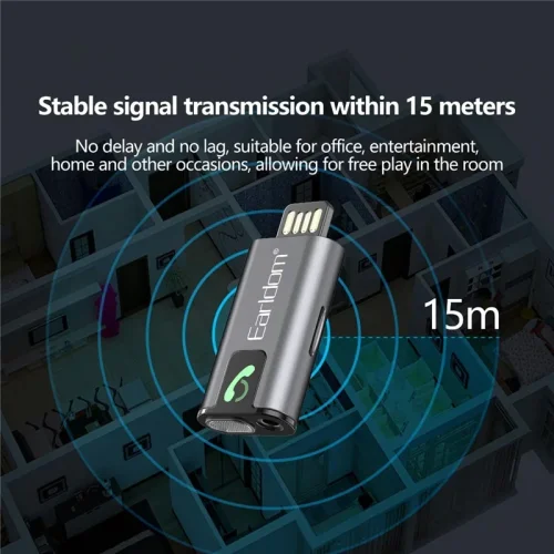 EARLDOM ET-BR12 Bluetooth 5.3 Аудио Ресийвър с AUX, TF и USB – Безжично Свързване и Възпроизвеждане
