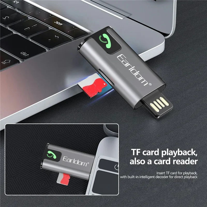 EARLDOM ET-BR12 Bluetooth 5.3 Аудио Ресийвър с AUX, TF и USB – Безжично Свързване и Възпроизвеждане