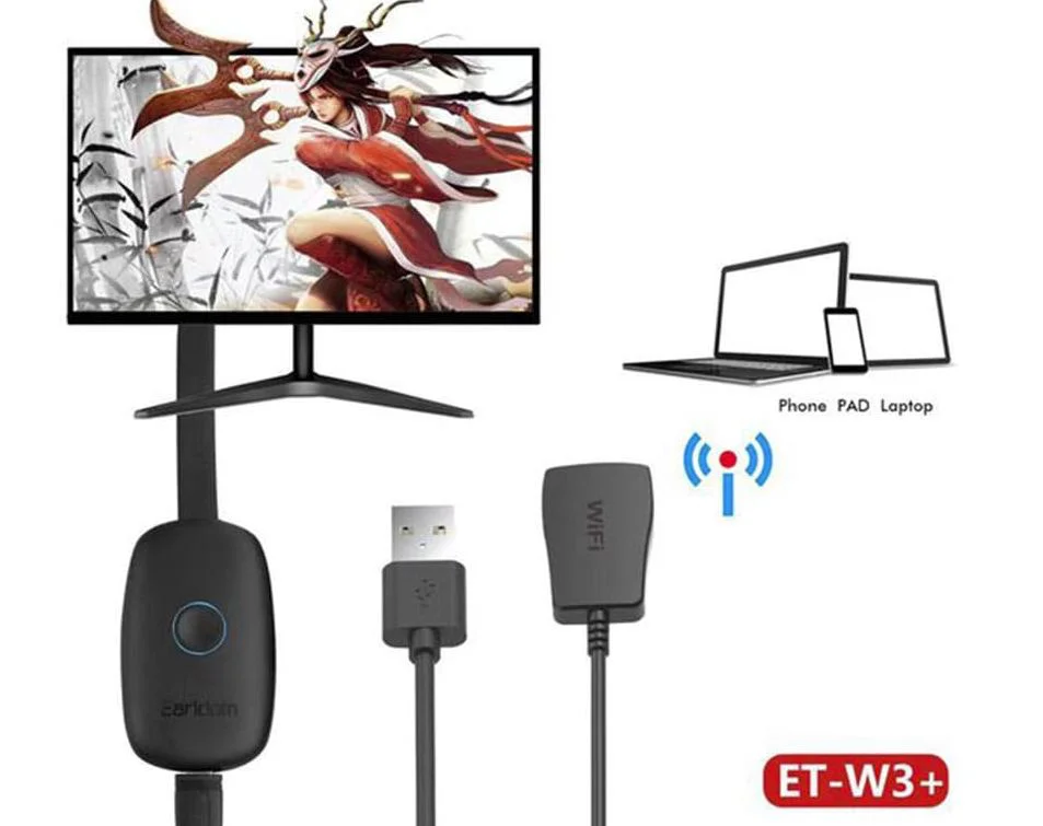 Earldom ET-W3 + – 4K Безжичен HDMI Дисплей Dongle (2.4G/5G Wi-Fi) – Screen Mirroring за Phone / Tablet / Laptop
