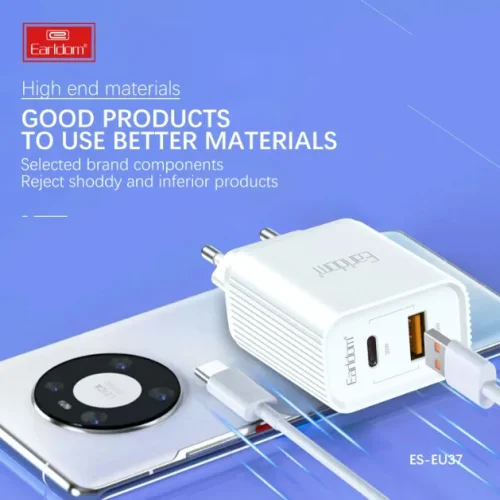 EARLDOM EU37 Зарядно PD-20W + QC 3.0A. с кабел Type-C към Lightning 1M.
