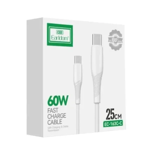 EARLDOM кабел EC-163C-C 60W USB-C към USB-C – Бял