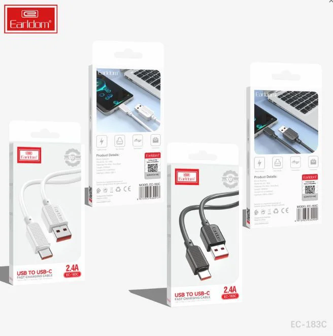 EARLDOM кабел EC183C 2.4A USB към Type-C (1M) – Бял