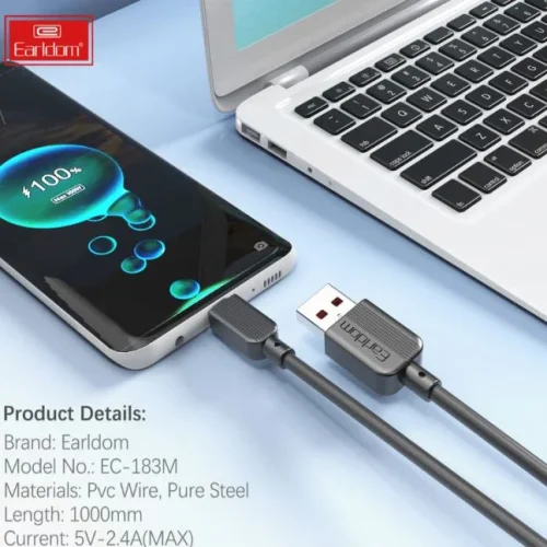 EARLDOM кабел EC183C 2.4A USB към Type-C (1M) – Бял