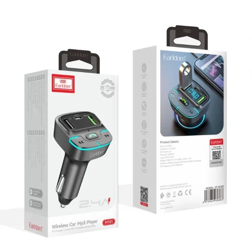 EARLDOM M101 FM 2.4A. модулатор трансмитер (2 USB изхода + 1USB-C, Bluetooth)