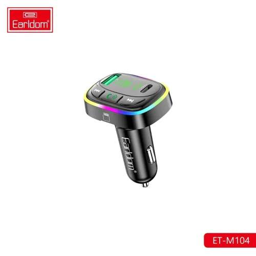 EARLDOM M104 FM модулатор трансмитер (USB изход + 1USB-C, microSD, Bluetooth) Earldom, 3.1A, с подсветка