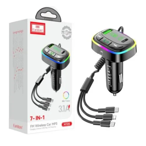 EARLDOM M105 FM 3.1A. модулатор трансмитер (1 USB изход + 1USB-C, Bluetooth)
