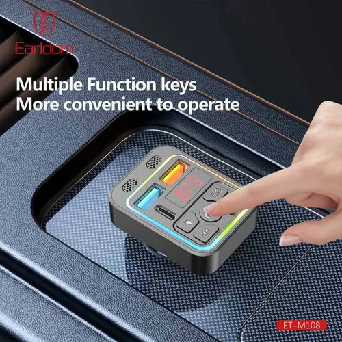 EARLDOM M108 FM 3.1A. модулатор трансмитер (2 USB изхода + 1USB-C, Bluetooth) BT5.3