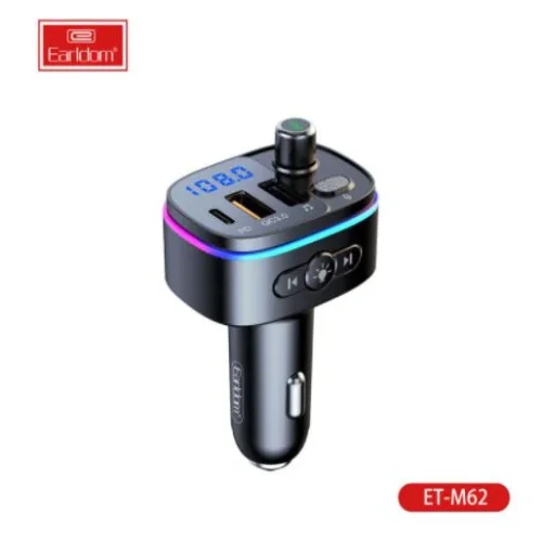 EARLDOM Трансмитер с BT ET- M62 2изх.QC3.0 + 1изх.PD USB-C с амбиентно осветление