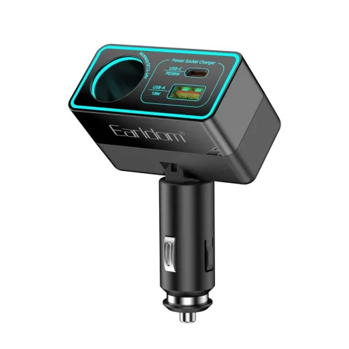 EARLDOM Зарядно за запалка CS5 120W с USB-C PD 30W, USB-A QC 18W и допълнително гнездо