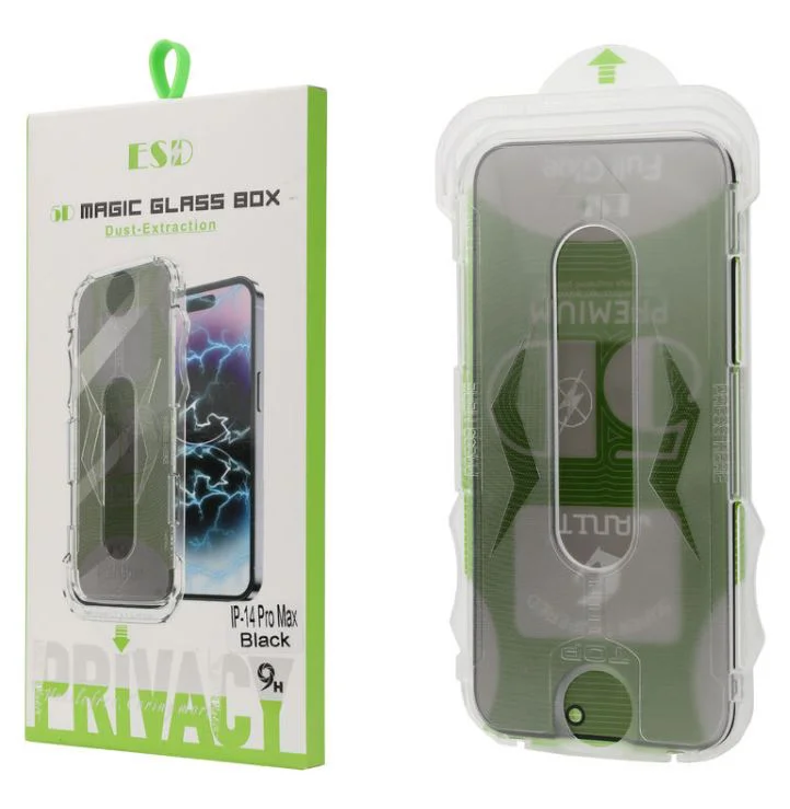 ESD Privacy стъклен протектор с рамка лесен за поставяне iPhone 13 Pro Max / 14 Plus