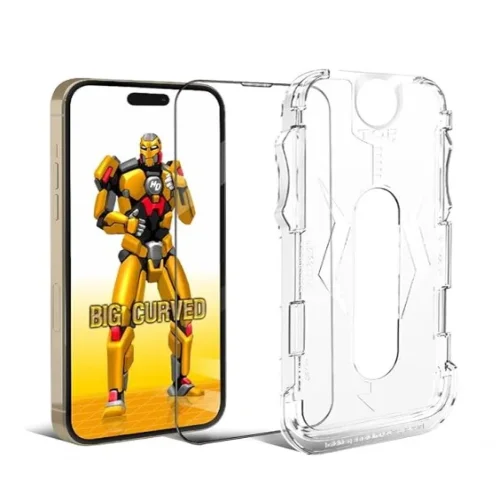 ESD стъклен протектор с рамка лесен за поставяне iPhone 15 Plus / 16 Plus