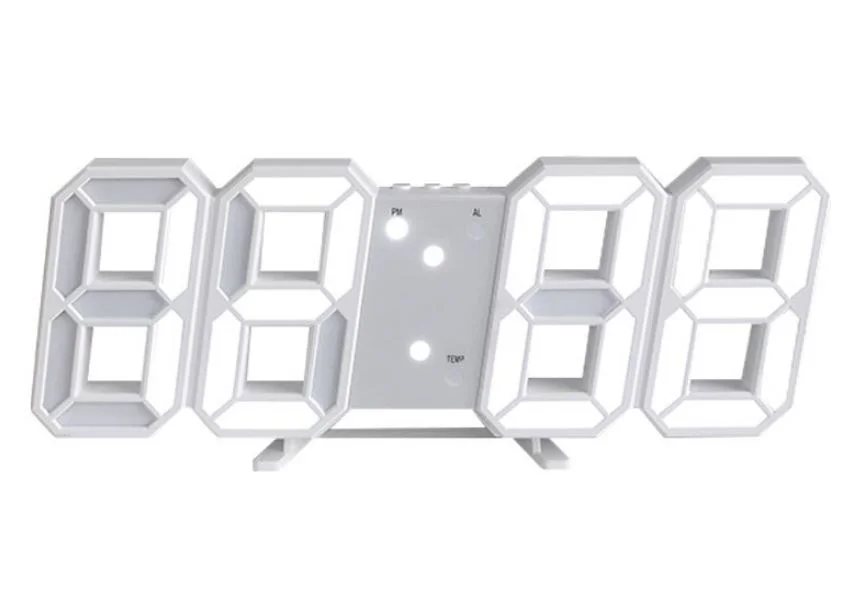 GH8018 Дигитален светещ в БЯЛО LED часовник / Аларма