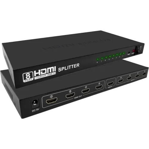 HDMI Сплитер 1 към 8 Full HD 1080P – 8 Порта, Черен