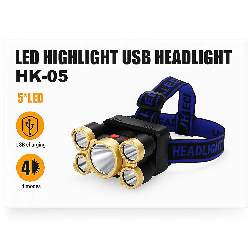 HK-05/ K05 LED челник LED, USB зареждане, 4 режима