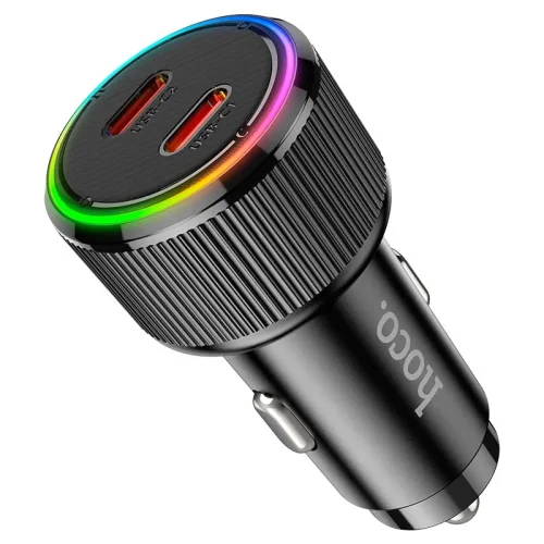 HOCO 12V “NZ14B 50W Guerrero” Черен – Адаптер с 2изх. 2хUSB-C