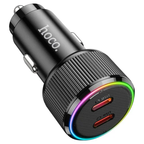 HOCO 12V “NZ14B 50W Guerrero” Черен – Адаптер с 2изх. 2хUSB-C