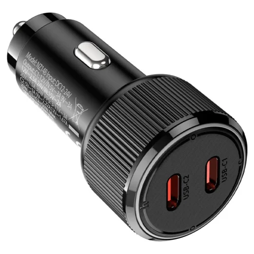 HOCO 12V “NZ14B 50W Guerrero” Черен – Адаптер с 2изх. 2хUSB-C