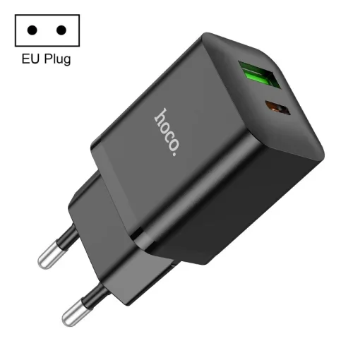 HOCO 20W Адаптер N28 с изх. USB-C + USB PD-20W + QC3.0A – Черен