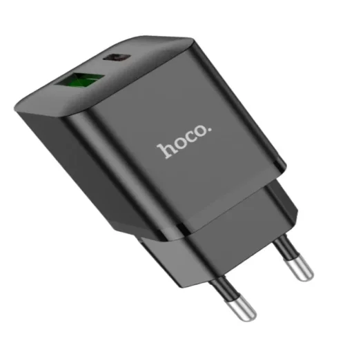 HOCO 20W Адаптер N28 с изх. USB-C + USB PD-20W + QC3.0A – Черен