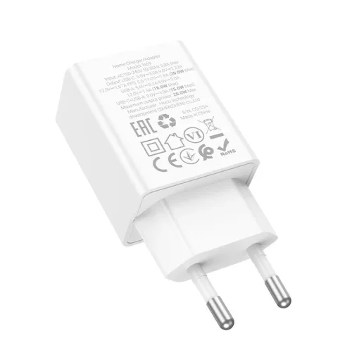 HOCO 220V Адаптер „N69 PD20W + QC3.0 – Бял