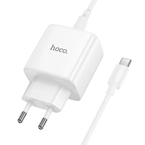 HOCO 220V N83 GaN PD60W зарядно + каб. Type-C към Type-C – Бял
