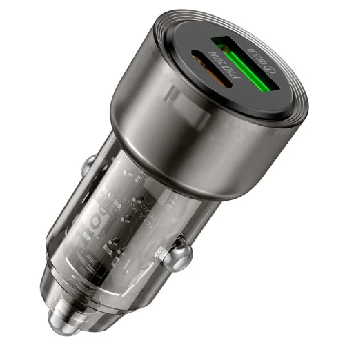 HOCO адаптер 12V Z52 с 2 изходa USB QC3.0 и USB-C PD20W – Черен