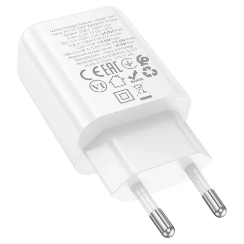 HOCO Адаптер „N61 Gentle“ PD20WUSB-C + QC3.0 18W – Бял