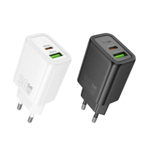 HOCO Адаптер N63 Gentle PD30W USB-C + USB QC3.0 – Черен