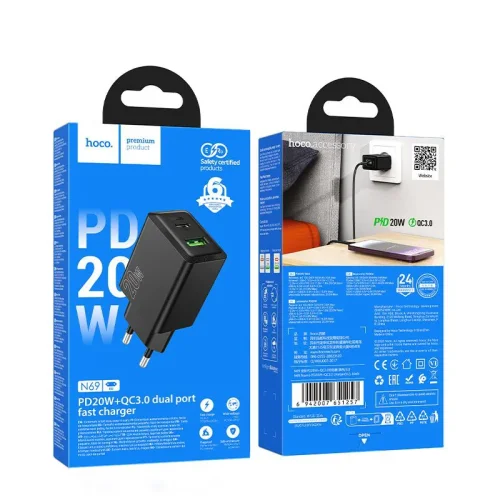 HOCO Адаптер „N69 PD20W + QC3.0 – Черен