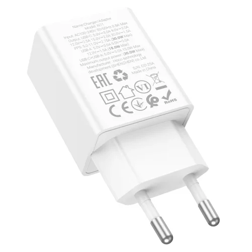 HOCO Адаптер N71 PD30W + QC3.0 – Бял