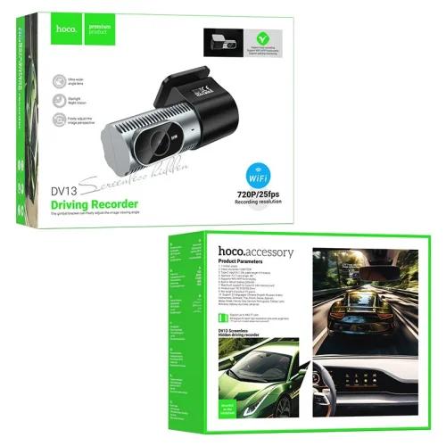 HOCO DV13 720P Автомобилен DVR камера WIFI с G-сензор Видеорекордер и Камера за задно виждане Двоен обектив HD