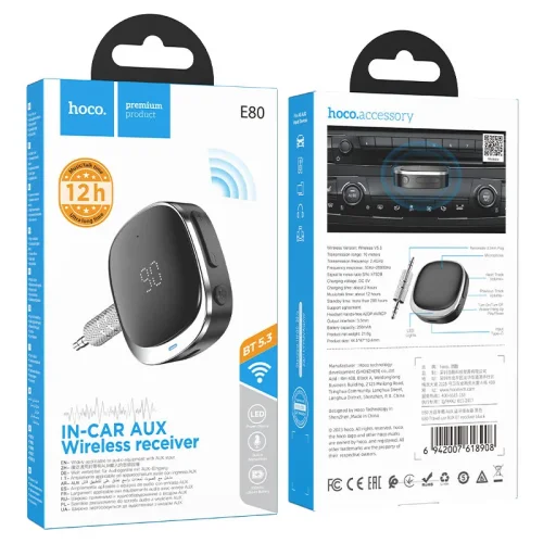HOCO E80 V5.3 Bluetooth AUX Аудио Адаптер 12 Часа