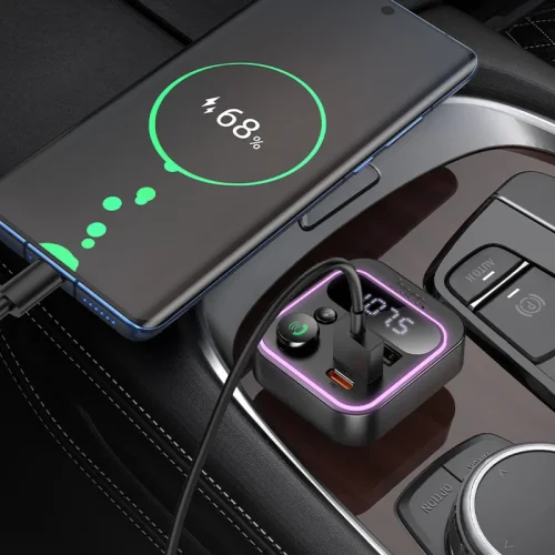 HOCO E85 FM 38W. модулатор трансмитер (2 USB изхода + 1 USB-C, microSD, Bluetooth)