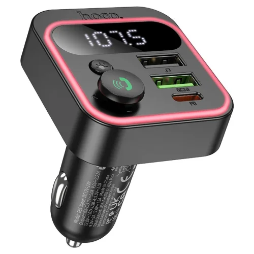 HOCO E85 FM 38W. модулатор трансмитер (2 USB изхода + 1 USB-C, microSD, Bluetooth)
