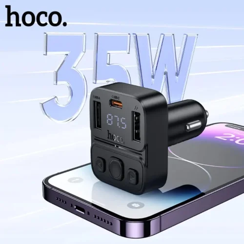 HOCO E87 FM 35W. модулатор трансмитер (2 USB изхода + 1USB-C, microSD, Bluetooth)