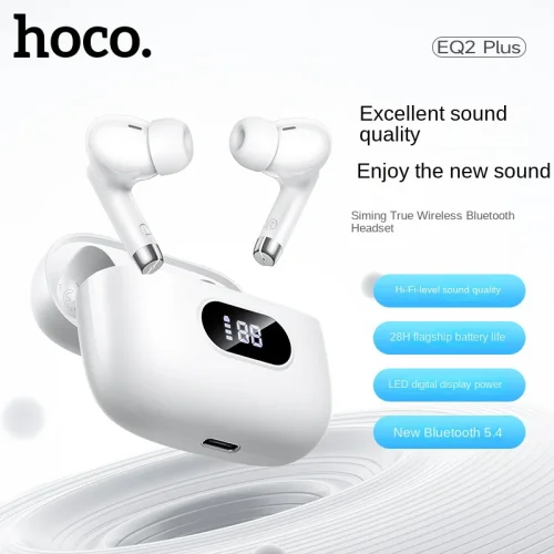 HOCO EQ2 Plus безжични блутут слушалки Hey Siri – Бял