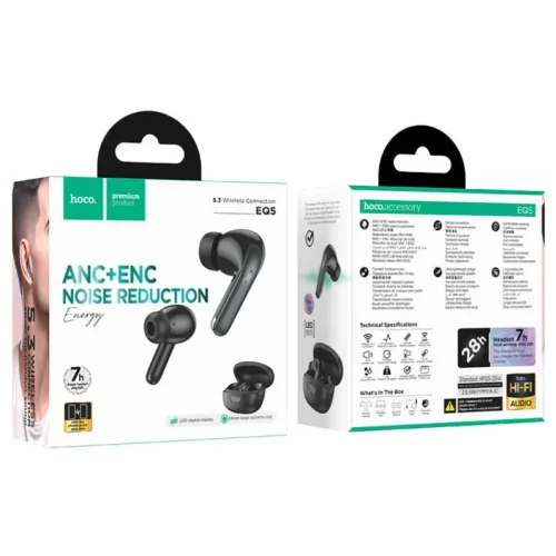 HOCO EQ5 Слушалки безжични “EQ5 ANC ENC” v5.3 – Черен