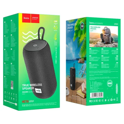 HOCO HC10 Безжичен високоговорител + LED „Pleasant спортен“ – Черен