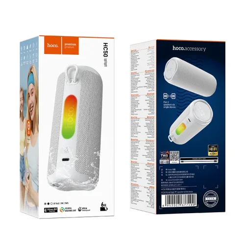HOCO HC50 Pure Sound Безжична Тонколона + LED ‘Pure Sound’ – Сив