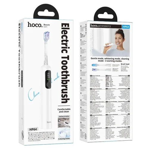 HOCO HP-64 Електрическа четка за зъби с 4 приставки – Бял