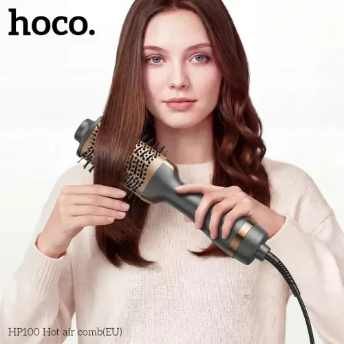 HOCO HP100 четка със сешоар 2 в 1 – сушене, изправяне и обем, 1000–1100W